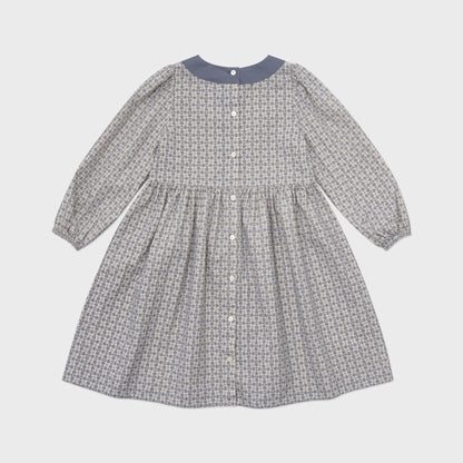 女童蓝色碎花棉连衣裙