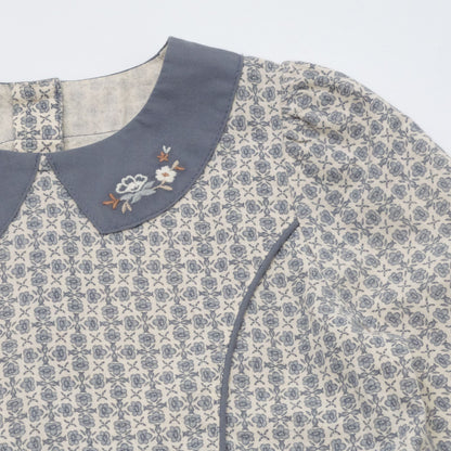 女童蓝色碎花棉连衣裙