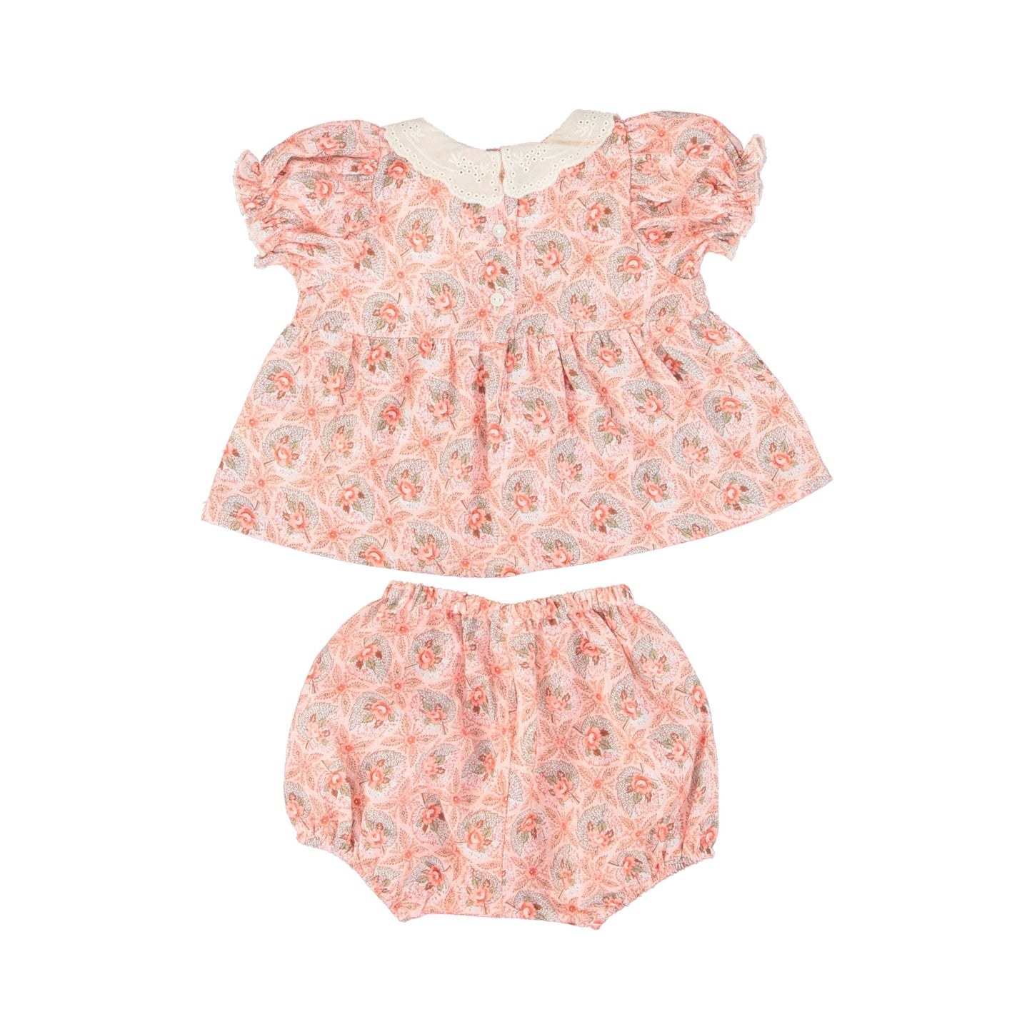 女婴粉色花朵棉套装