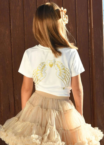 Girls Amelia Wings Printed T-Shirt in White