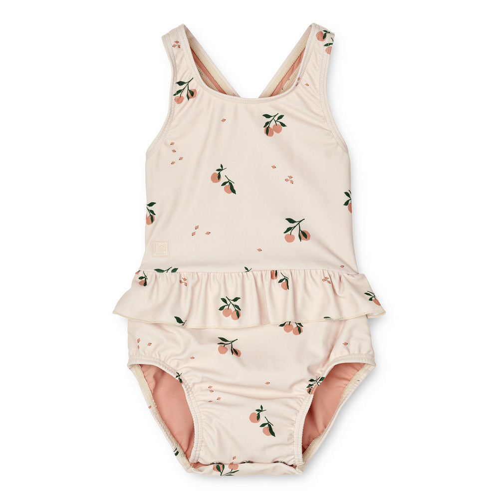 女童白色印花泳衣