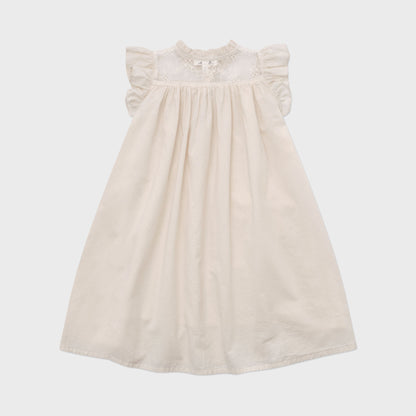 女童米白色蕾丝连衣裙