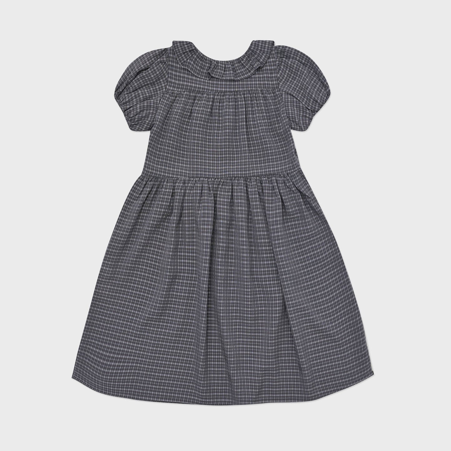 女童深灰色格子连衣裙
