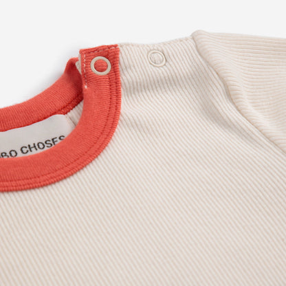 婴儿米白色印花Logo棉T恤