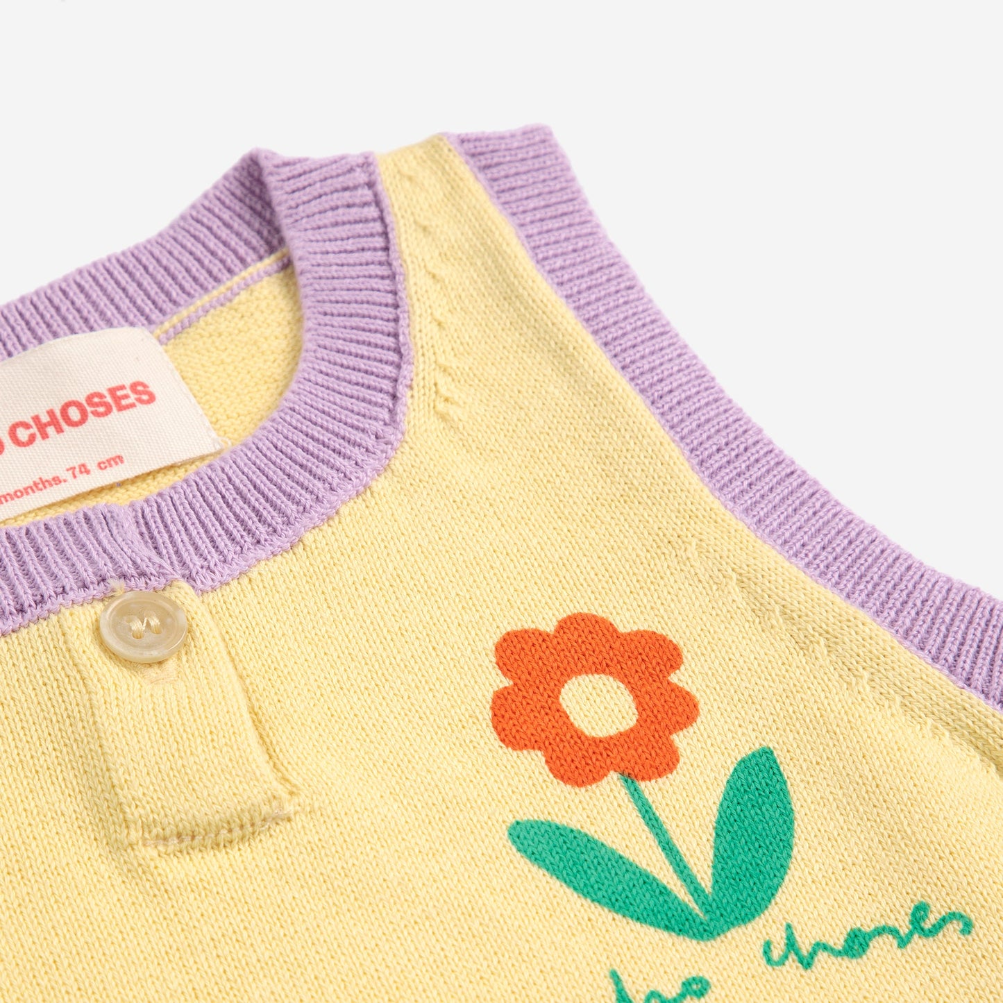 女婴米色花朵针织棉套装(2件)