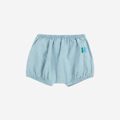 婴儿浅蓝色刺绣Logo棉短裤