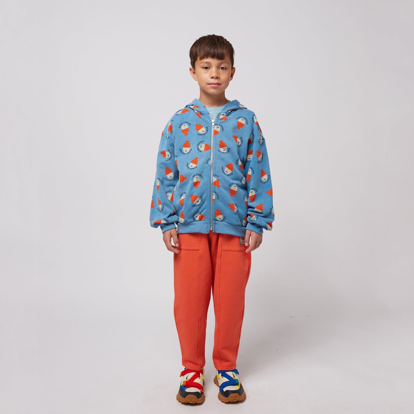 儿童蓝色印花Logo棉夹克