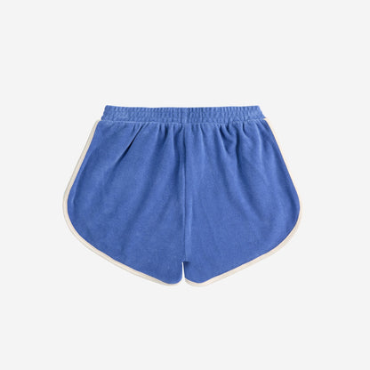女童蓝色刺绣笑脸棉短裤
