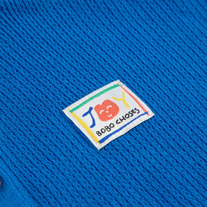 儿童蓝色笑脸刺绣针织开衫