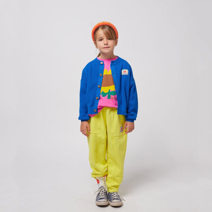 儿童蓝色笑脸刺绣针织开衫