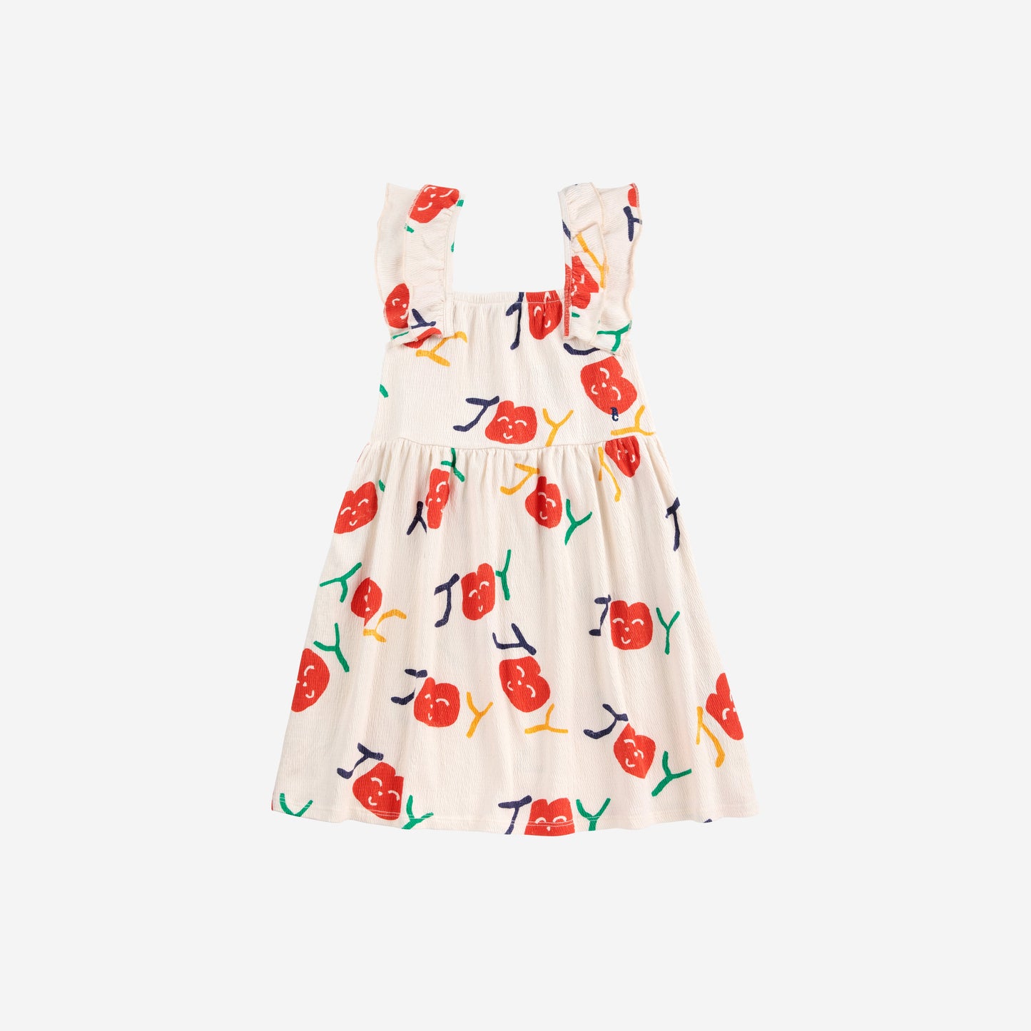 女童米色印花Logo棉连衣裙