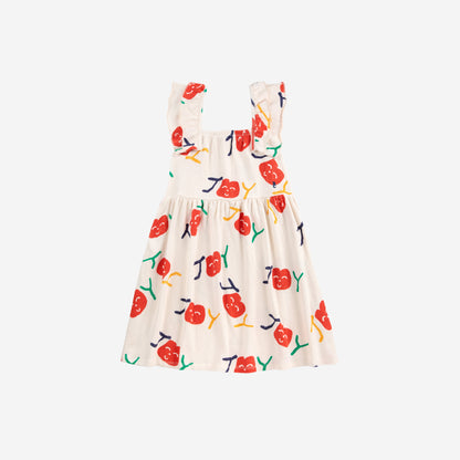 女童米色印花Logo棉连衣裙