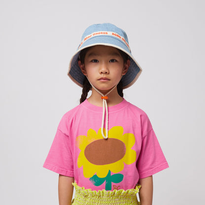 女童蓝色印花Logo牛仔帽子