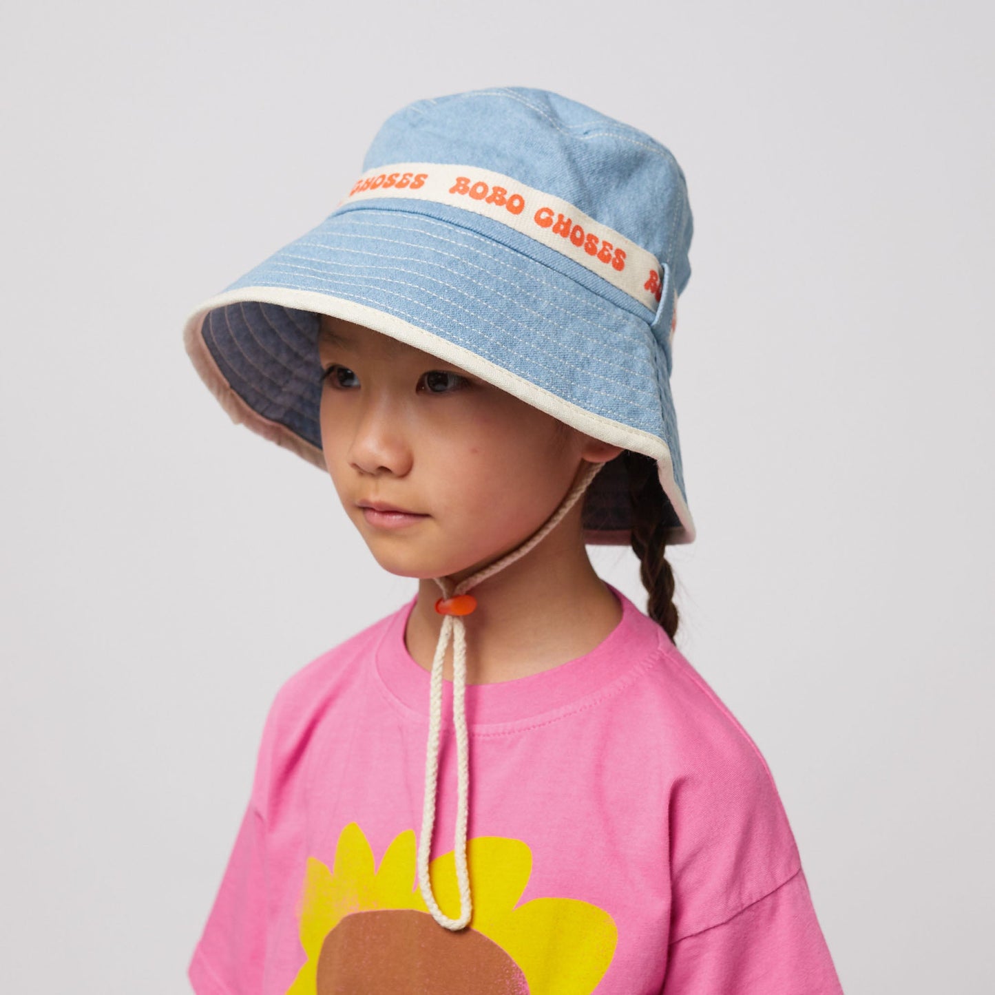 女童蓝色印花Logo牛仔帽子