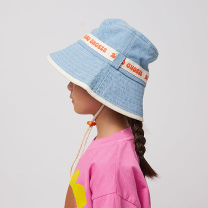 女童蓝色印花Logo牛仔帽子