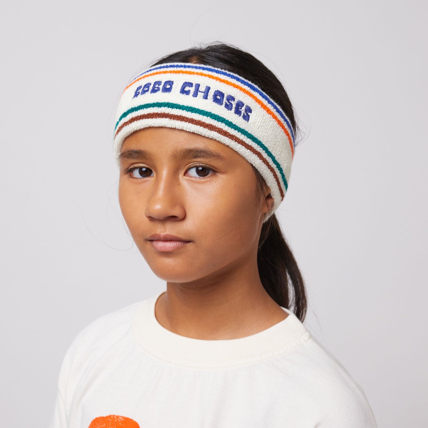 女童七彩条纹毛巾发箍