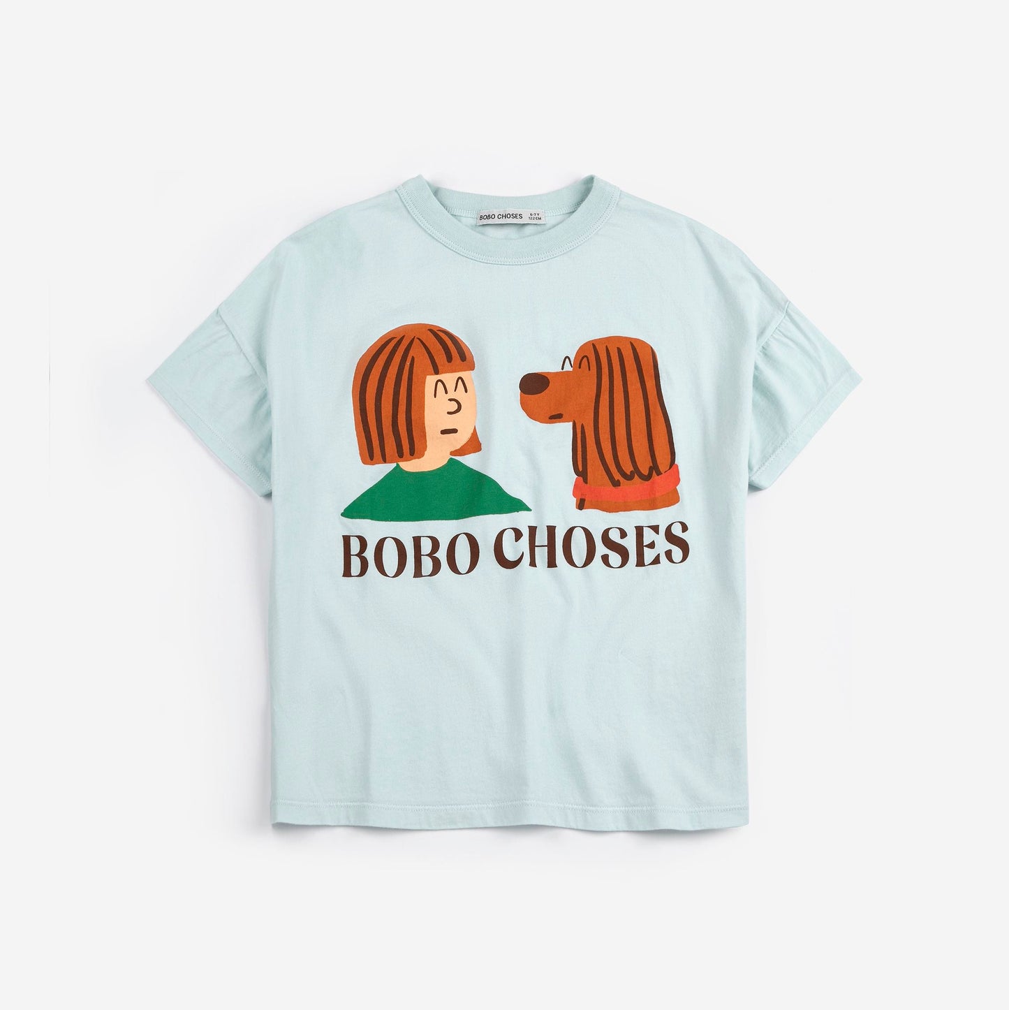 儿童浅蓝色印花棉T恤