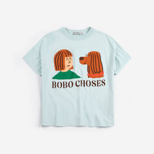 儿童浅蓝色印花棉T恤