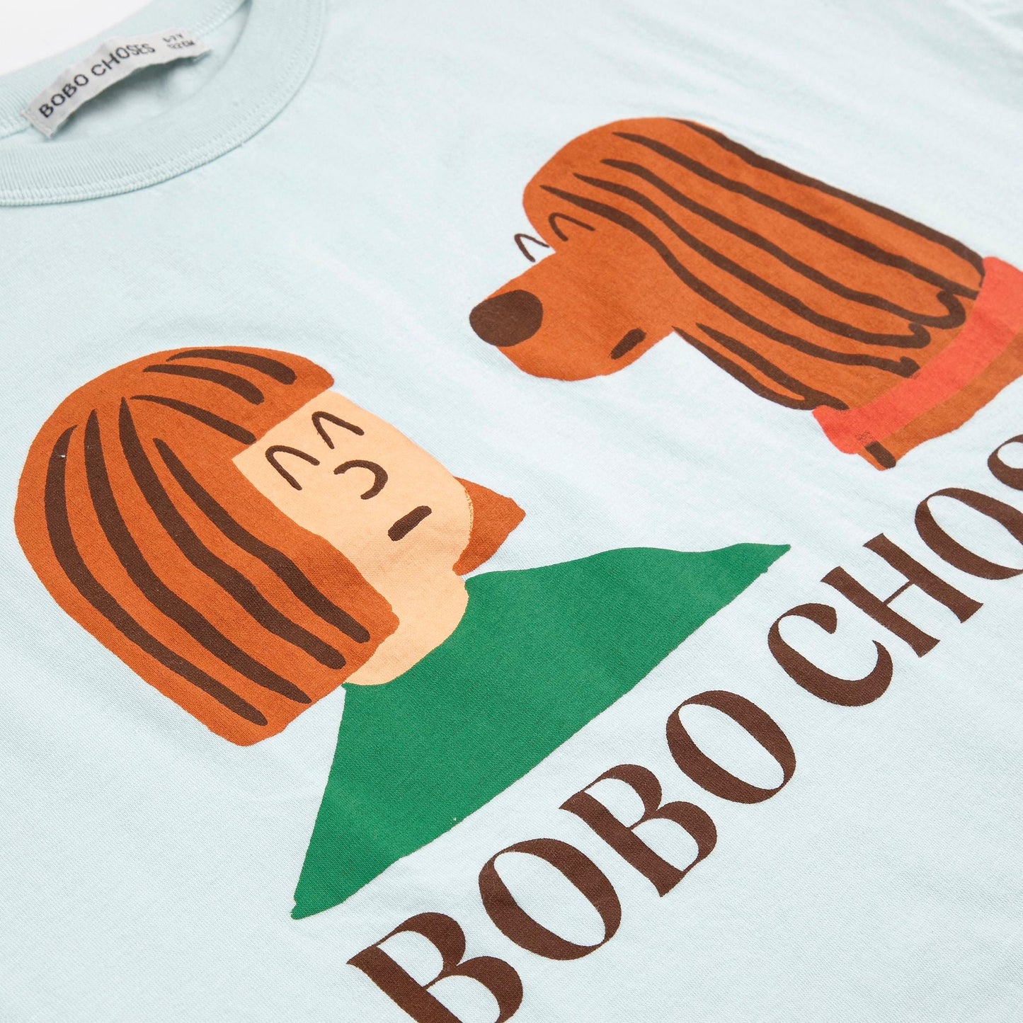 儿童浅蓝色印花棉T恤