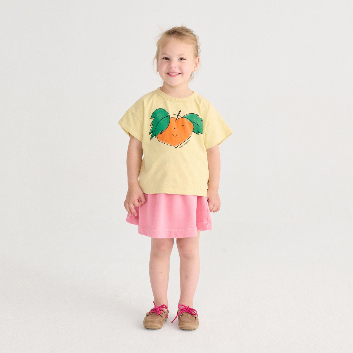 女童粉色刺绣Logo棉短裙