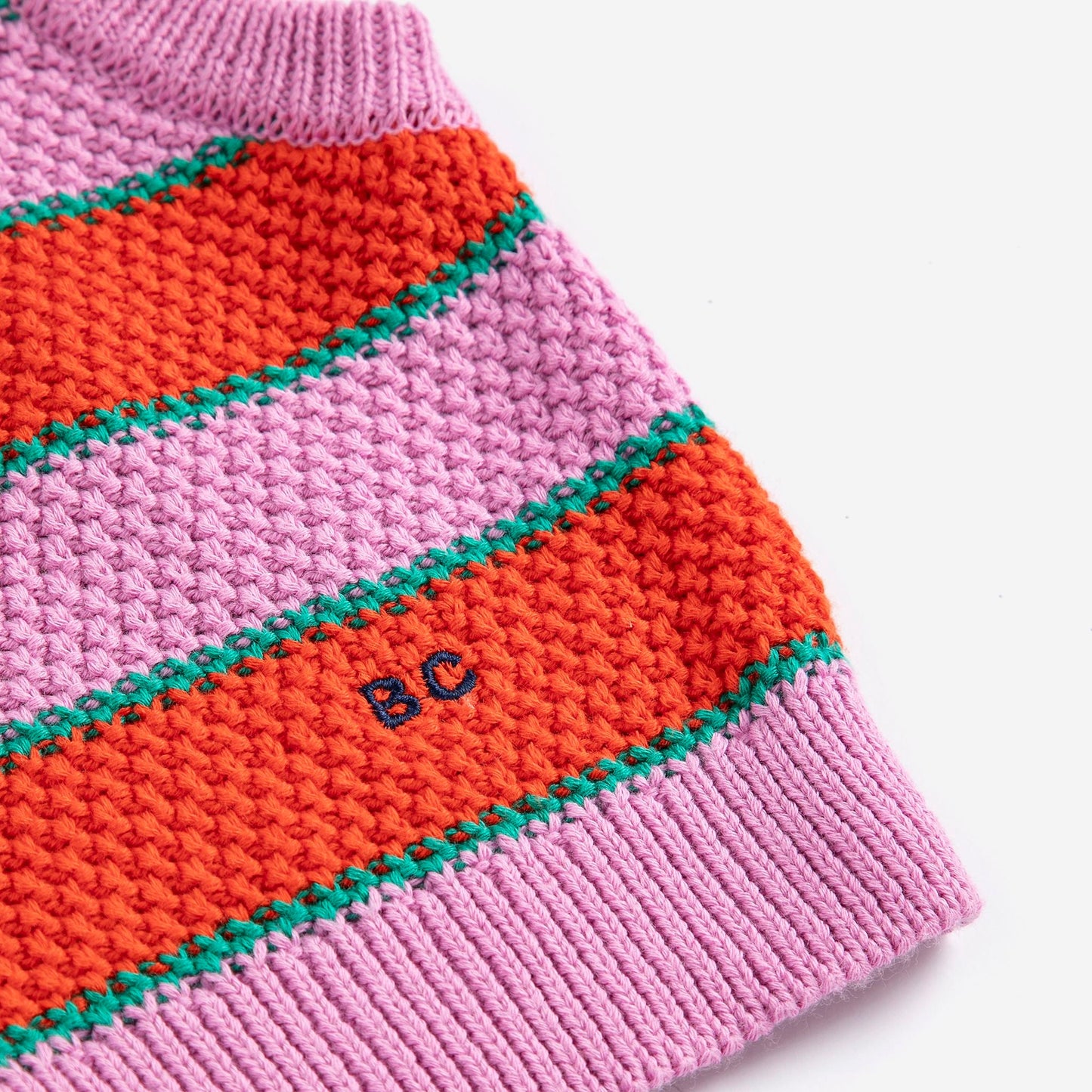 女童粉紫色条纹棉针织背心