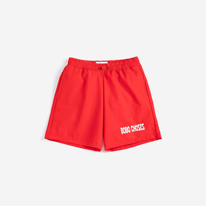 男童红色Logo泳裤