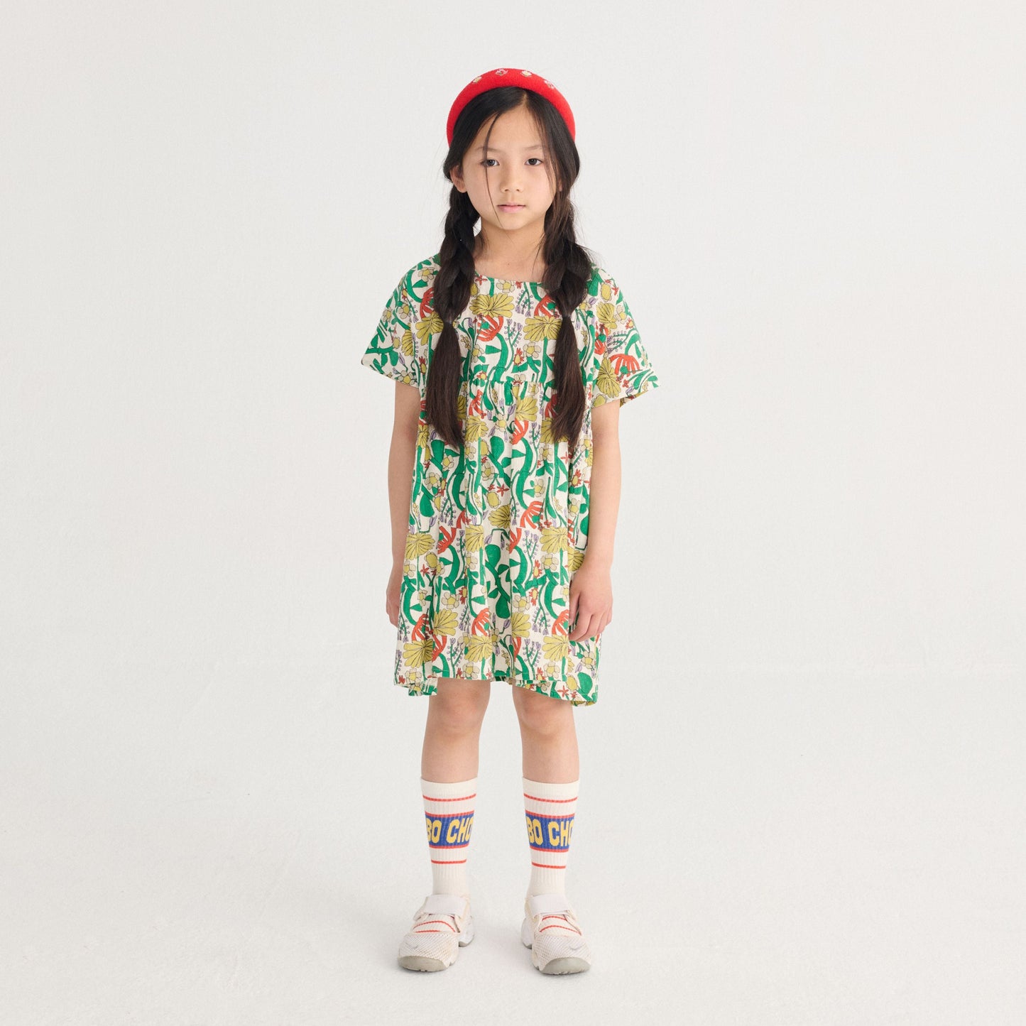 儿童米色Logo棉袜