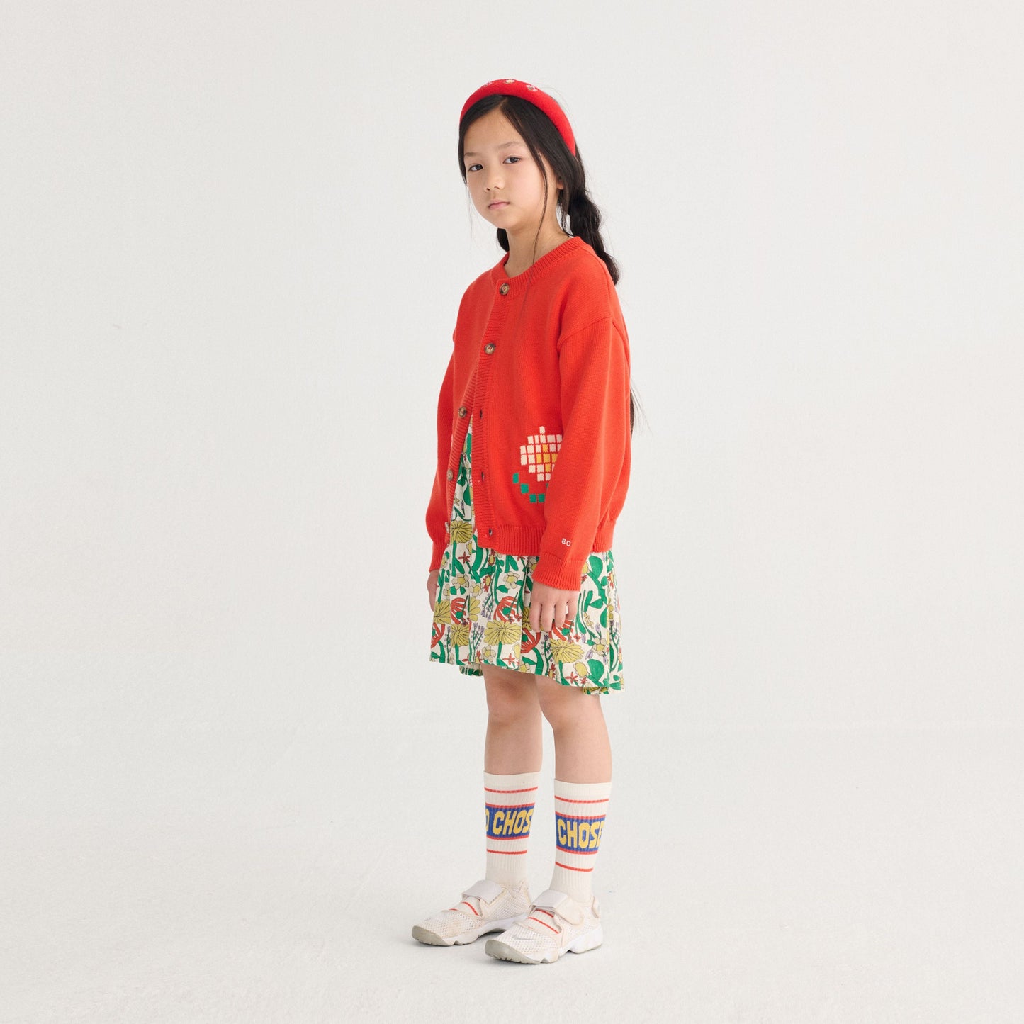 儿童米色Logo棉袜