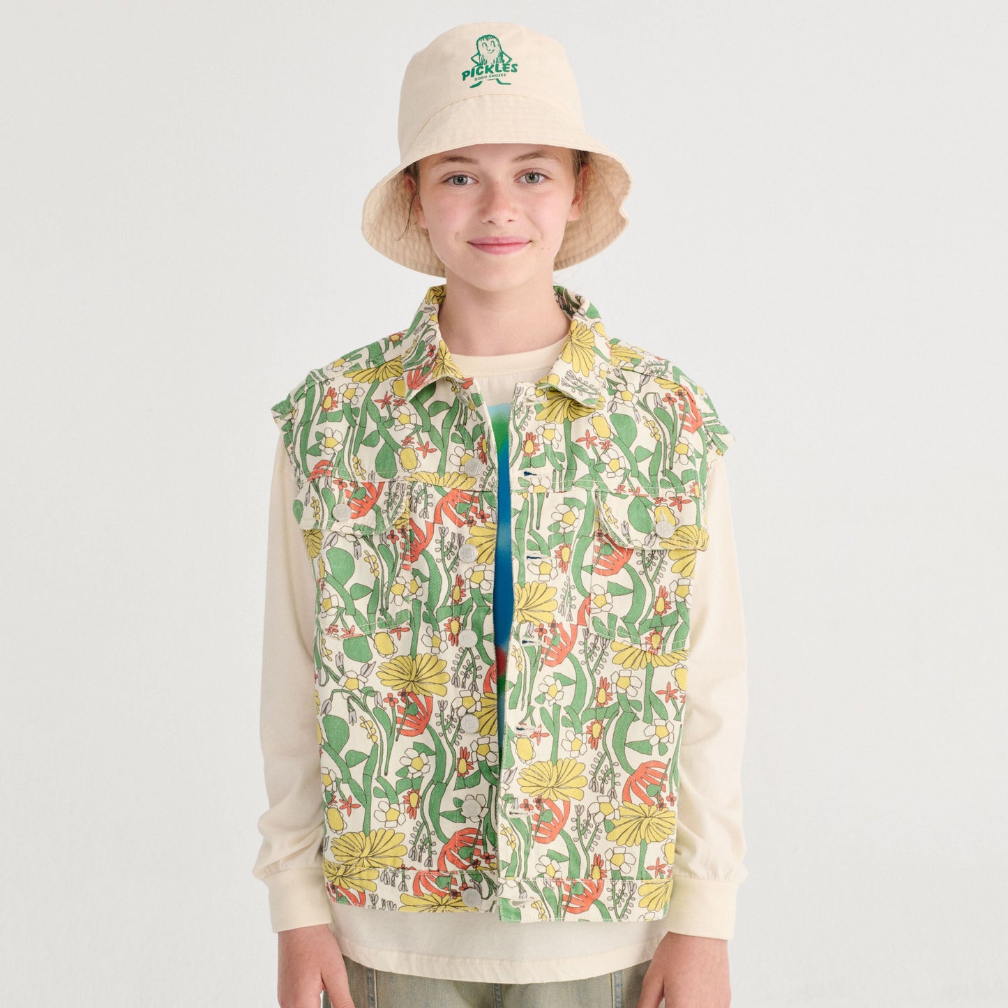 儿童白色Logo双面渔夫帽