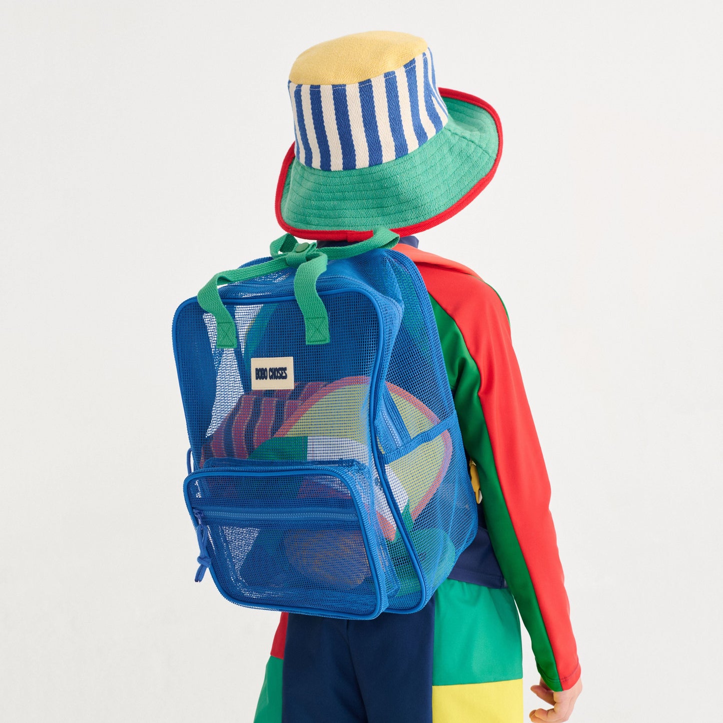 儿童蓝色网状背包(高28x宽22x深9cm)