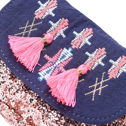 Girls Dark Grey Tassel Trims 'Dika'Messenger Bags