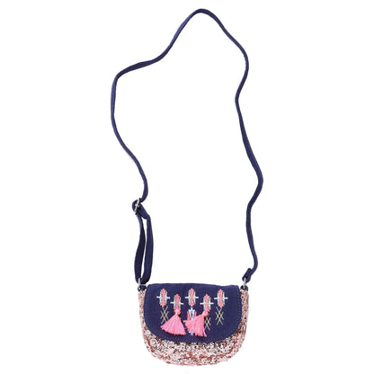 Girls Dark Grey Tassel Trims 'Dika'Messenger Bags
