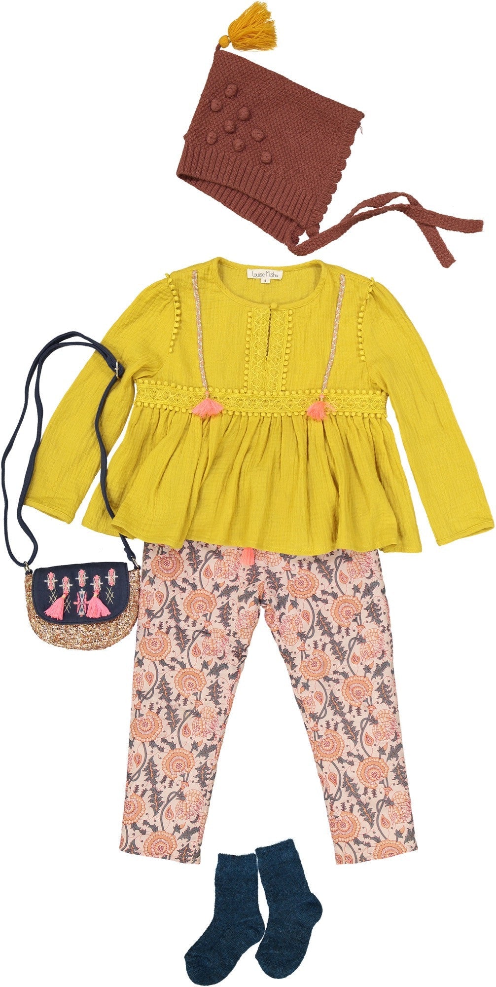 Girls Safran Tassel Trims 'Dika'Messenger Bags
