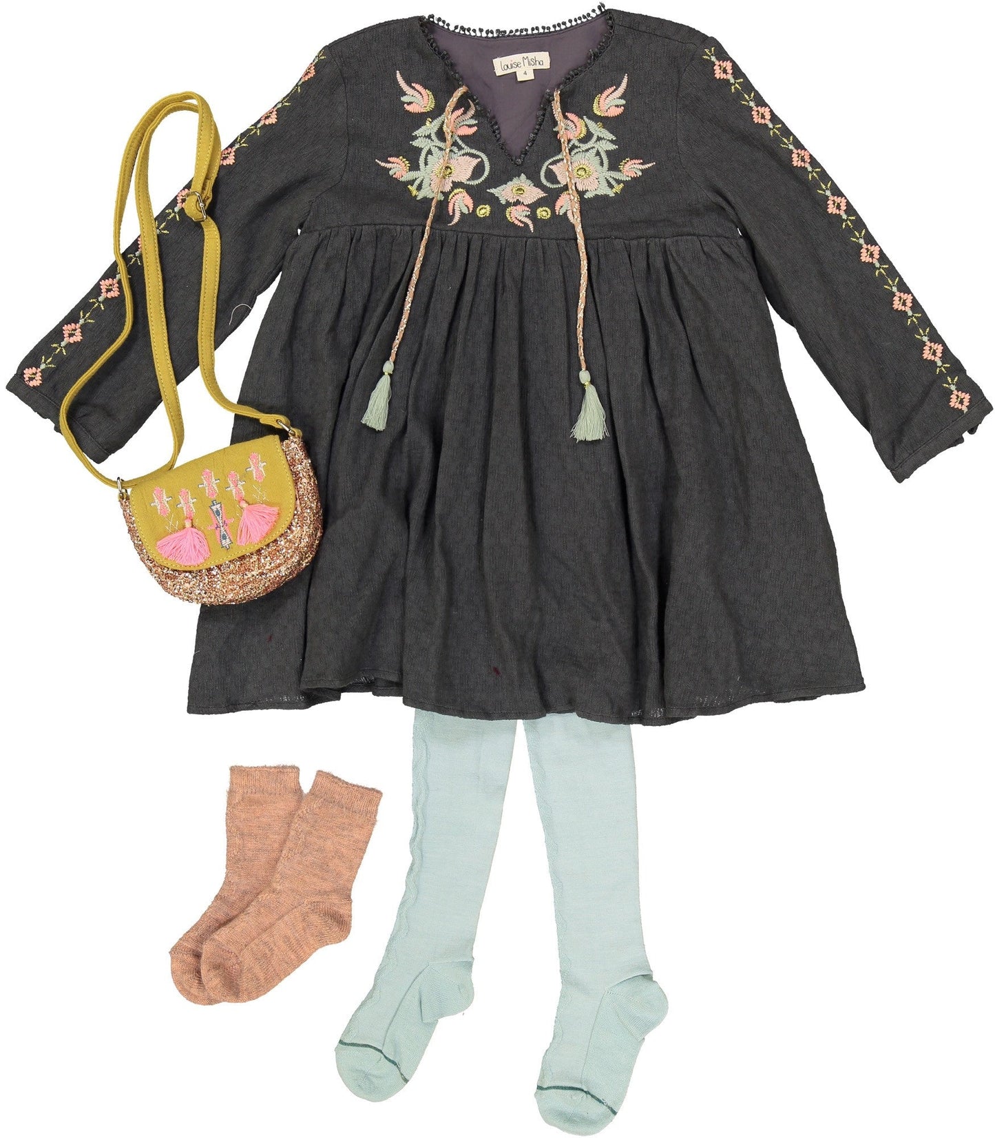 Girls Safran Tassel Trims 'Dika'Messenger Bags