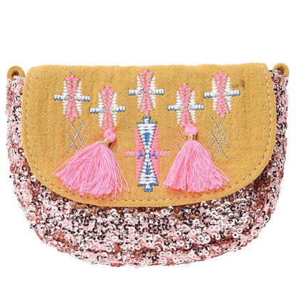 Girls Safran Tassel Trims 'Dika'Messenger Bags