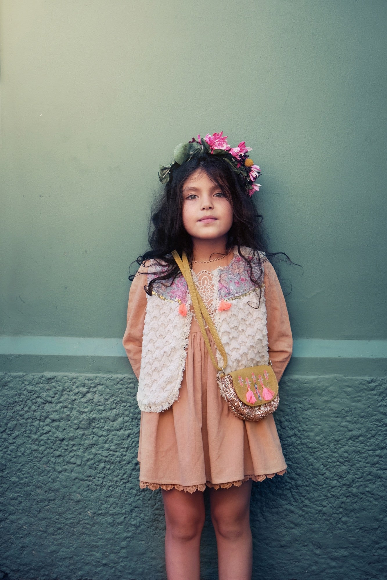 Girls Safran Tassel Trims 'Dika'Messenger Bags