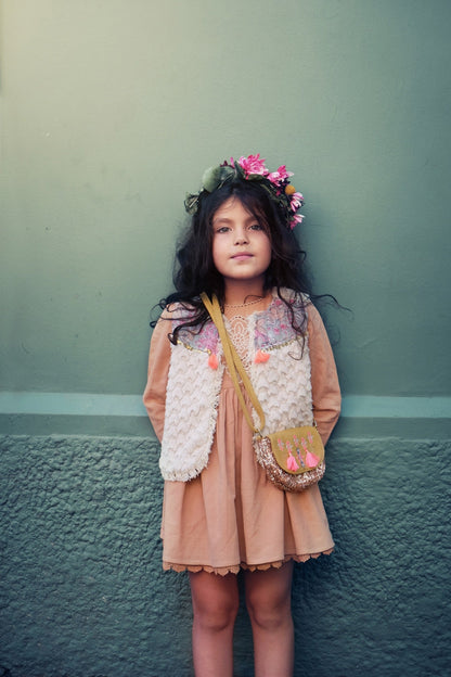 Girls Safran Tassel Trims 'Dika'Messenger Bags