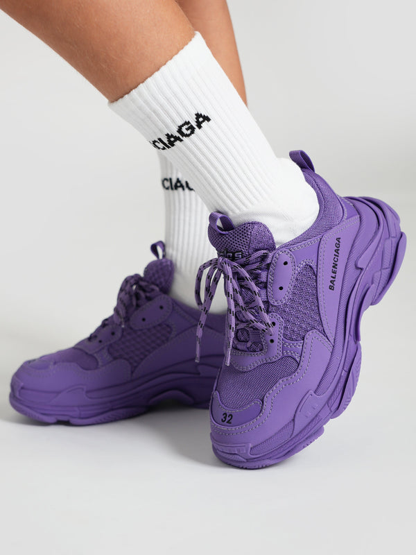 Balenciaga 儿童 Triple S 运动鞋（紫色）