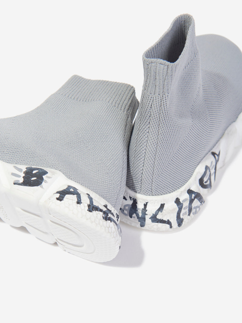 Balenciaga 儿童 Sole Graffiti Speed Trainer 灰色