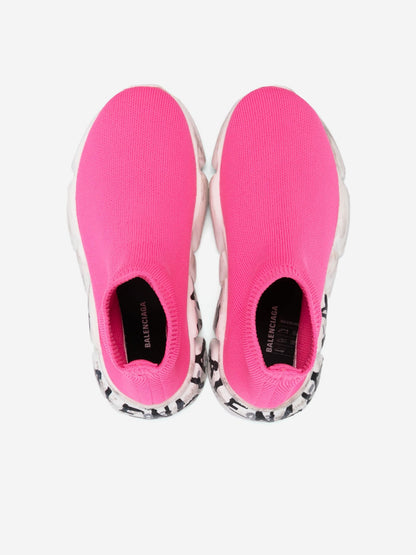 Balenciaga 儿童鞋底涂鸦速度训练鞋 粉色