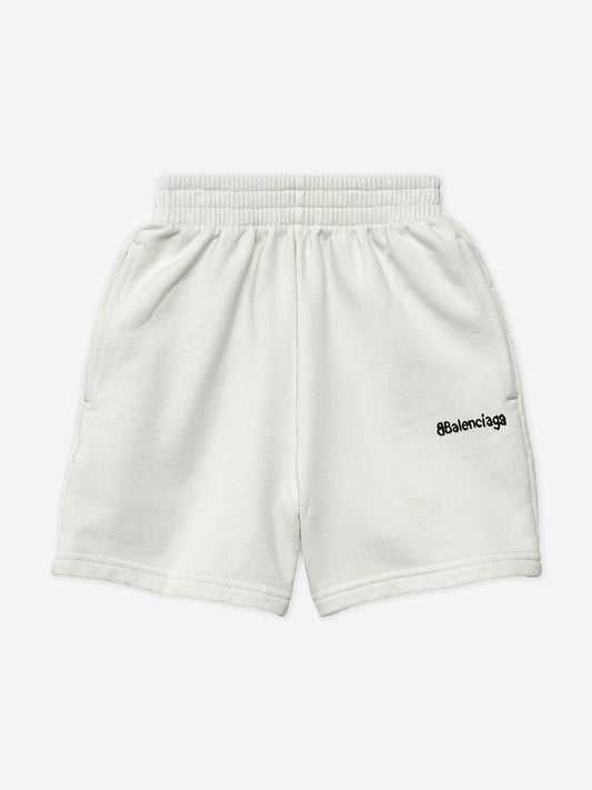 Balenciaga 儿童白色徽标慢跑短裤
