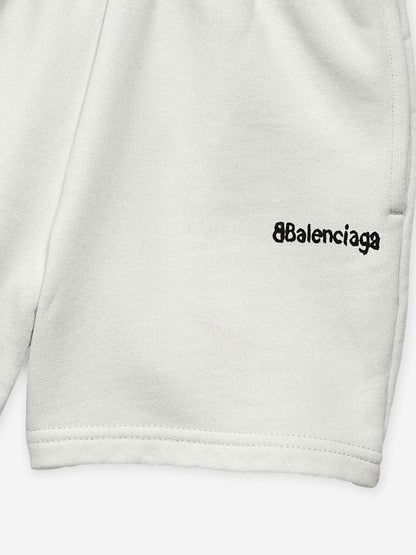 Balenciaga 儿童白色徽标慢跑短裤