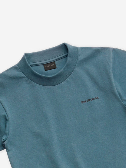 Balenciaga 儿童蓝绿色徽标 T 恤