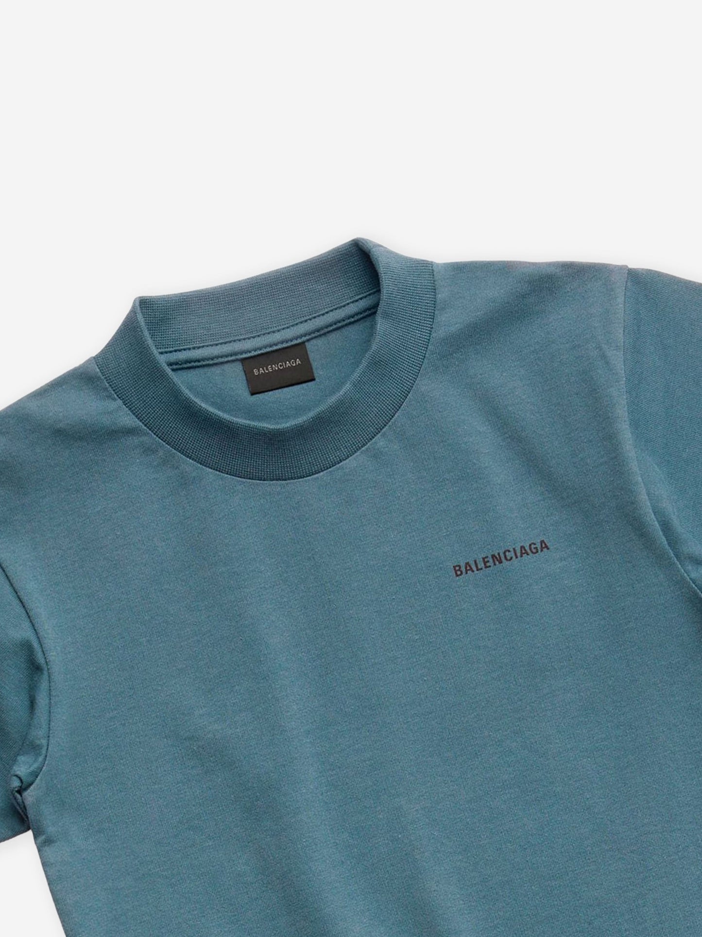 Balenciaga 儿童蓝绿色徽标 T 恤