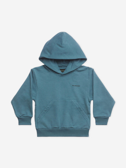 Balenciaga 儿童蓝绿色徽标连帽衫