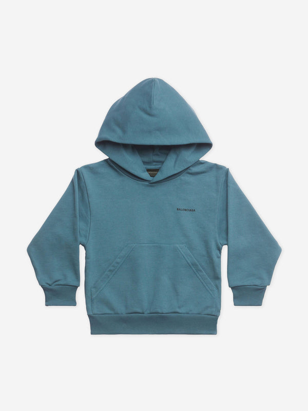 Balenciaga 儿童蓝绿色徽标连帽衫