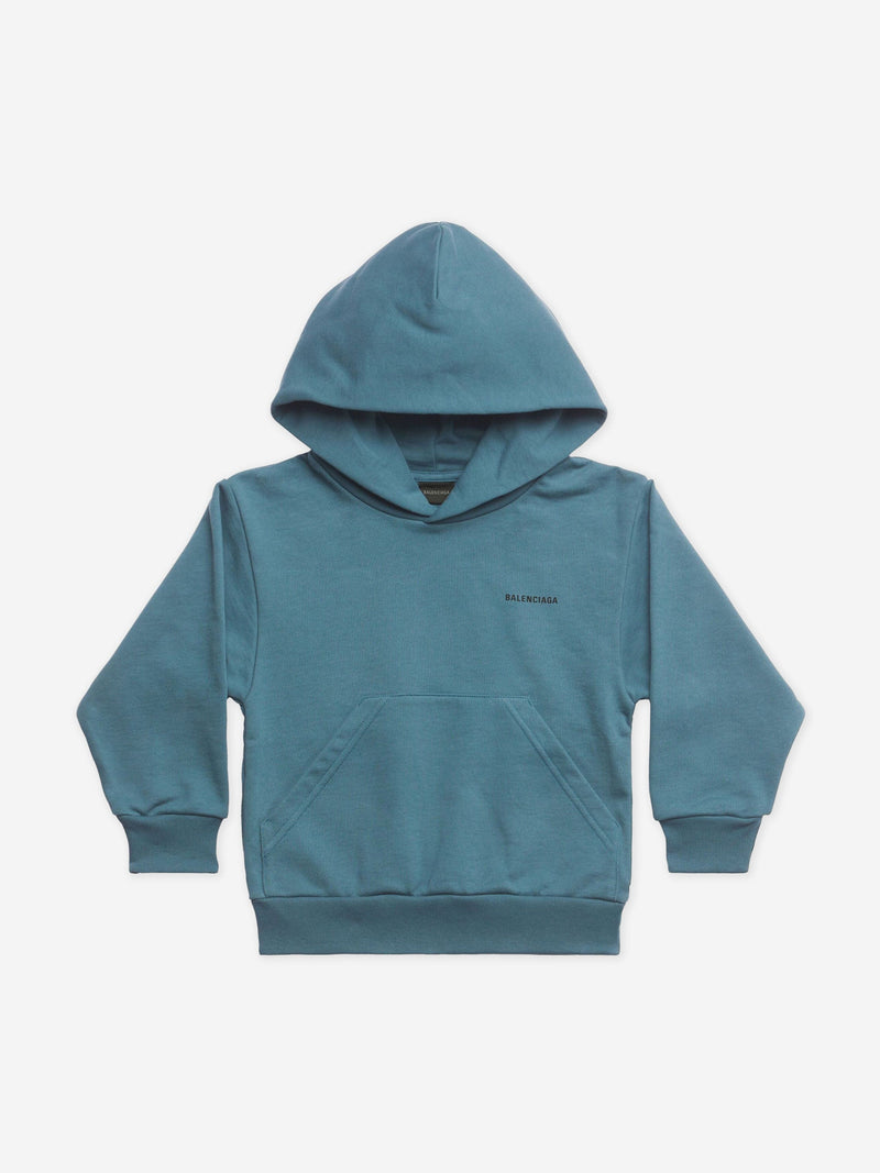 Balenciaga 儿童蓝绿色徽标连帽衫