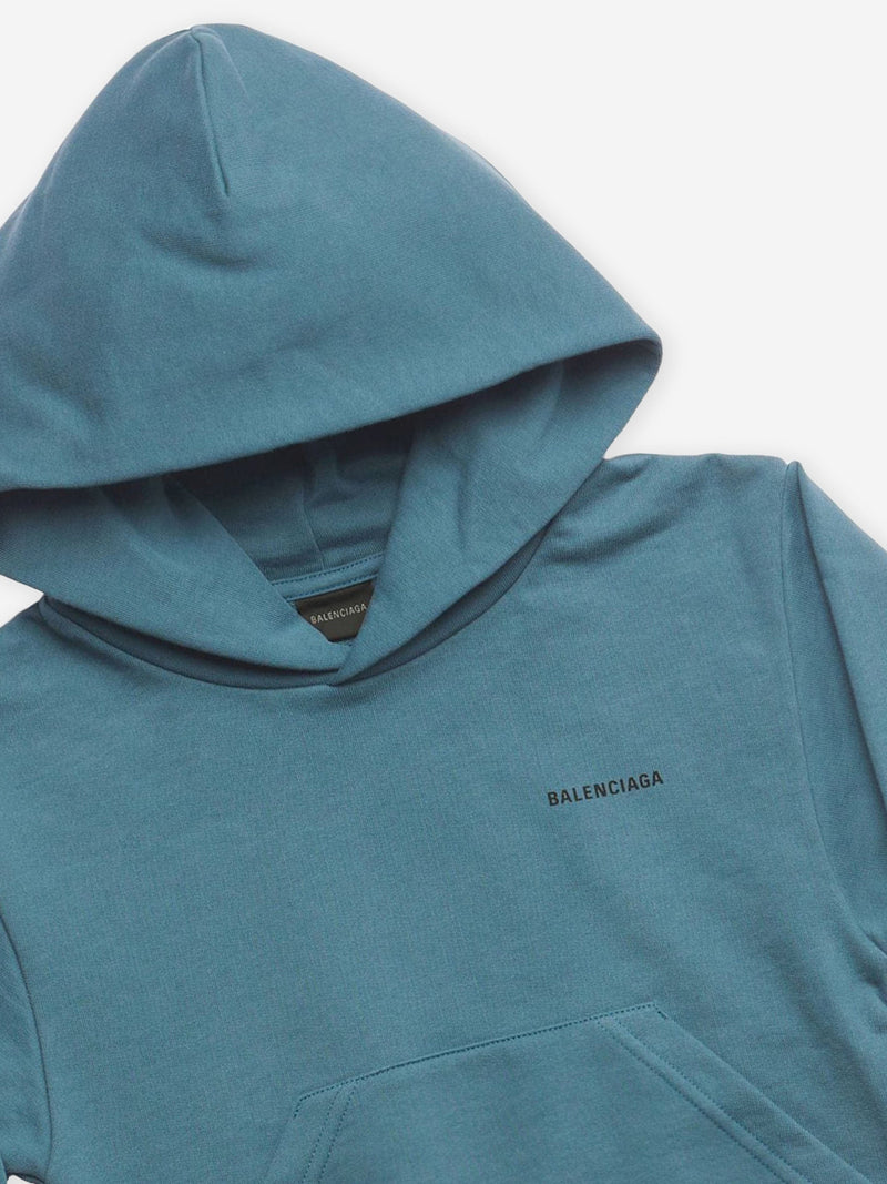 Balenciaga 儿童蓝绿色徽标连帽衫