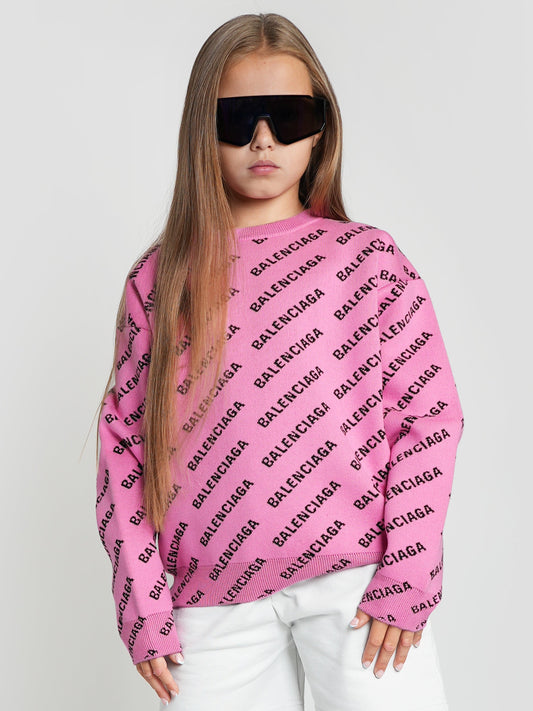 Balenciaga 儿童全标志运动衫（粉色）