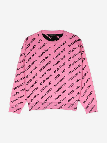 Balenciaga 儿童全标志运动衫（粉色）